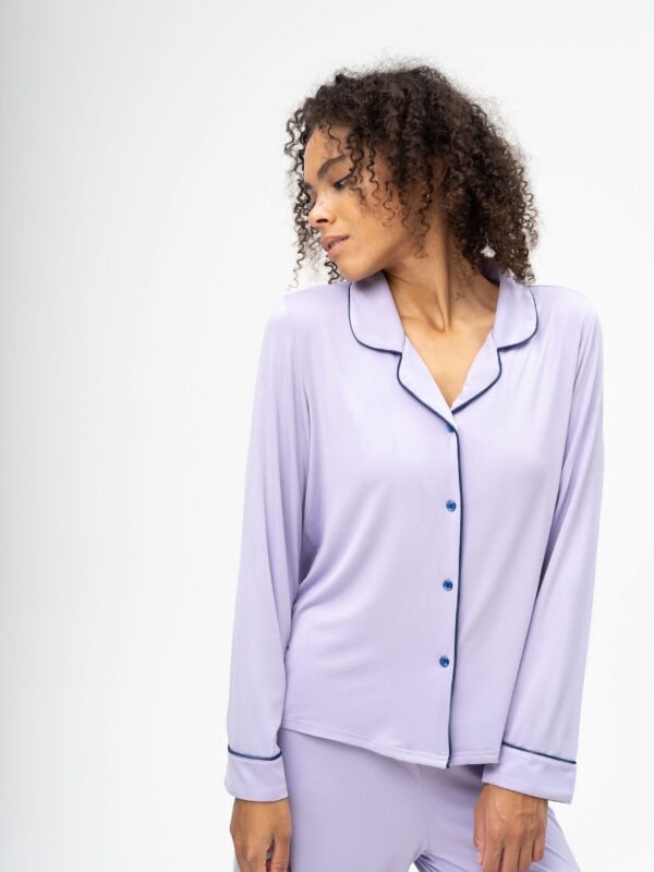 long sleeve button-down bamboo pajama set-Delila -Lumiere Collection