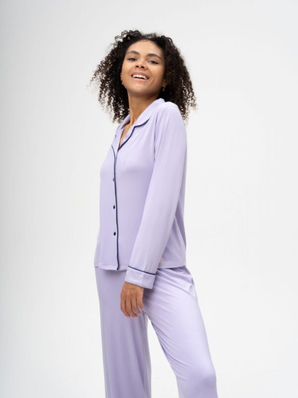 long sleeve button-down bamboo pajama set-Delila -Lumiere Collection
