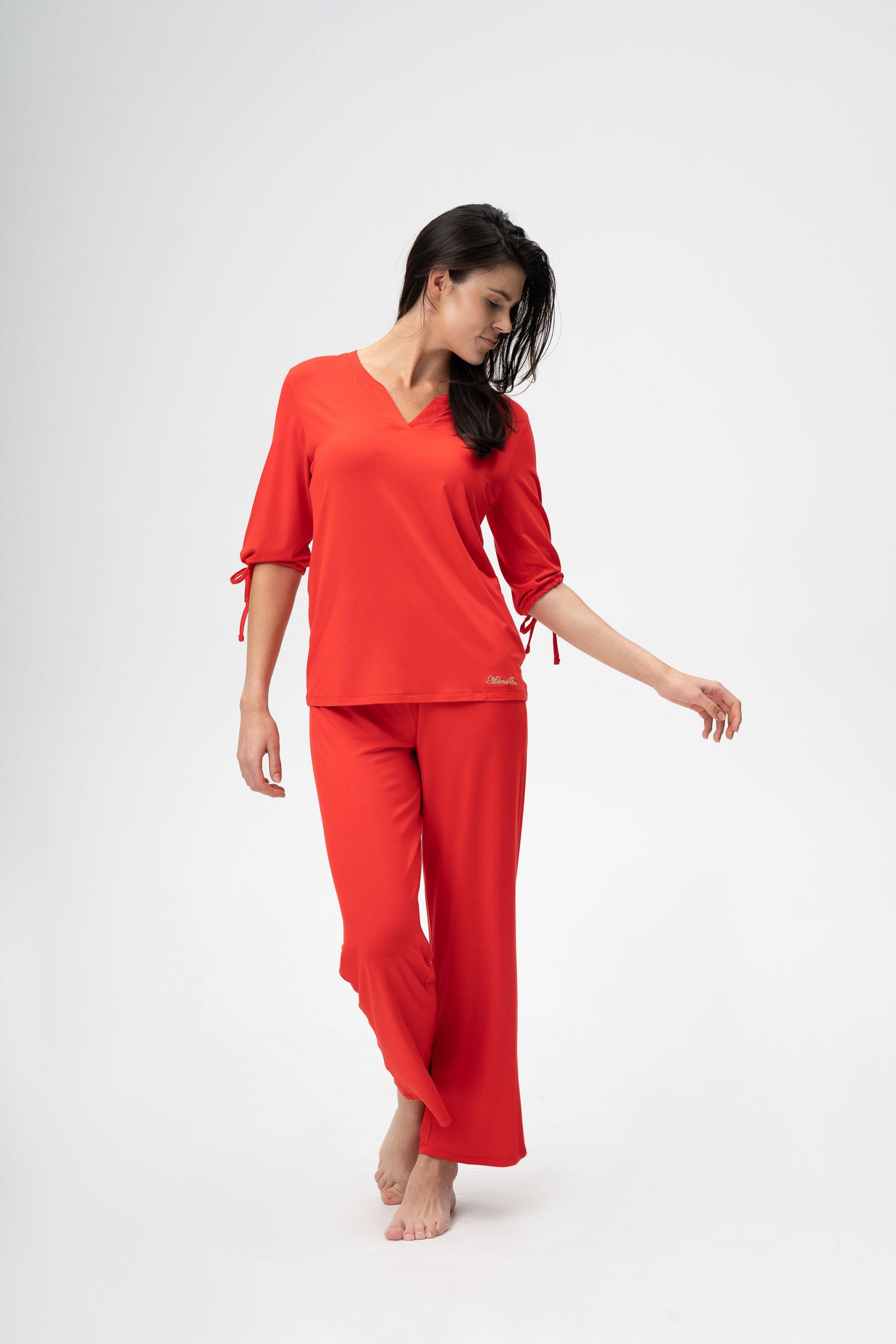 3/4 Length Buff Sleeve Bamboo Pajama Set for Women