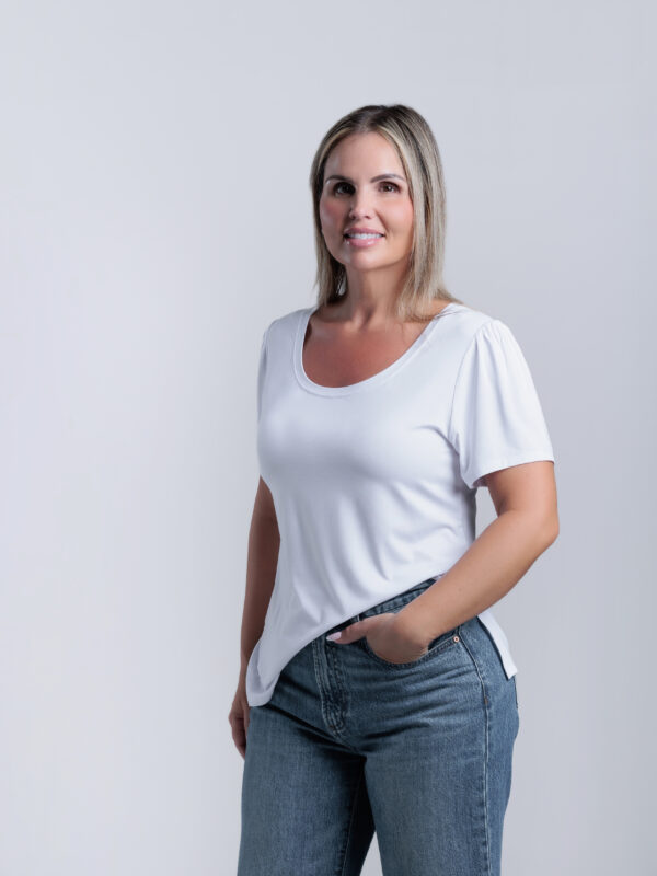 scoop neck bamboo Tee -White- Anna Blanc